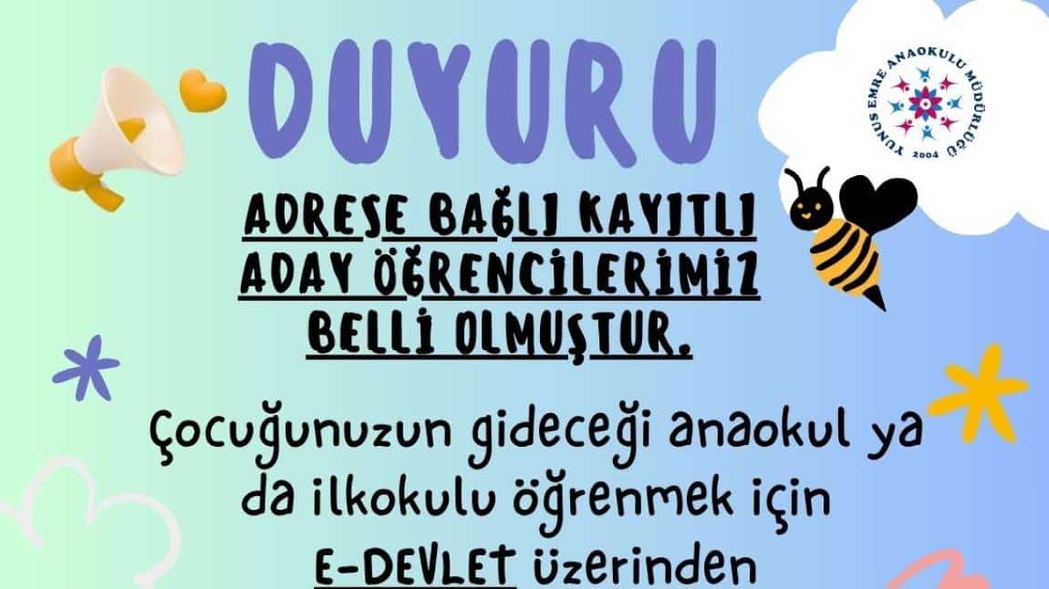 GEBZE YUNUS EMRE ANAOKULU  DUYURU